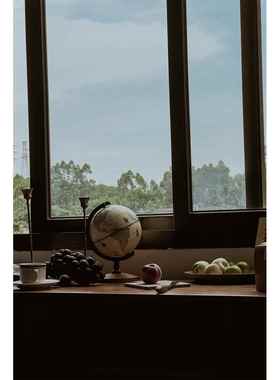 复古经典仿木质英文地球仪书房客厅家居桌面装饰摆件文具摄影道具