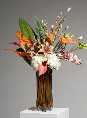 艺贝子现代轻奢仿真花艺永生干花绿植酒店装饰品摆件软装家居摆件