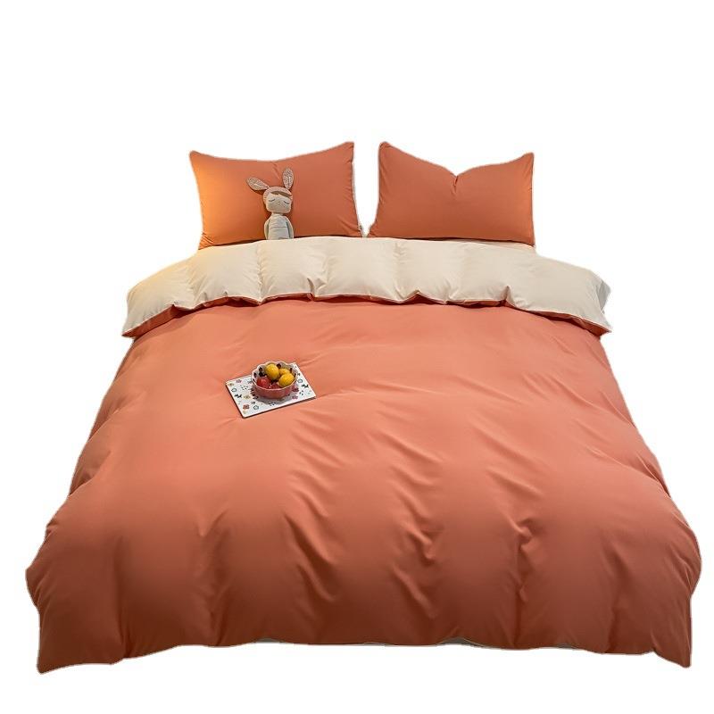 水棉纯色简MPX约双拼套四件舍套学生宿磨洗毛三件床上用品 - 图3