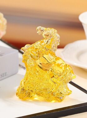 新款琉璃生肖马摆件属马招财小礼品家居装饰开业乔迁黄水晶马