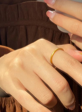 女原创设计古法素圈戒指