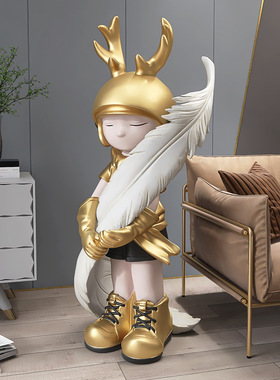 创意潮流男孩公仔客厅大型落地摆件家居样板房装饰品乔迁新居礼品