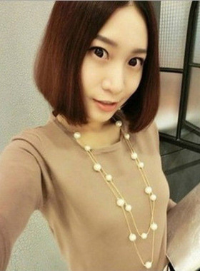 韩版水晶圆形毛衣长款时尚项链