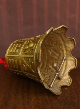 纯黄铜八宝钟摆件八卦八仙钟 钟法器13公分铜铃铛挂件平安钟 钟家