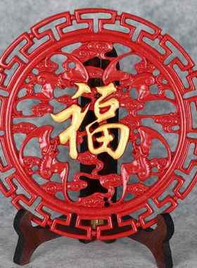 红朱砂福摆件档饰品客厅高次百财五旺宅客35装厅摆件玄关摆件