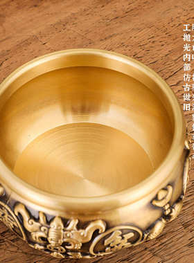 铜聚宝盆摆件黄铜米缸存钱罐家居客厅店铺前台工艺品礼品桌面摆设