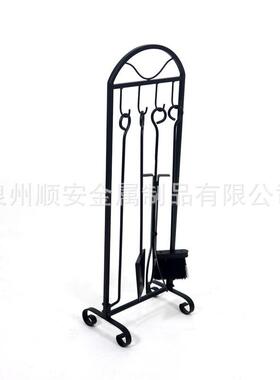 厂家直销欧式火炉 壁炉工具铁铲火钩火钳刷子 铁艺烤炉用具四件套