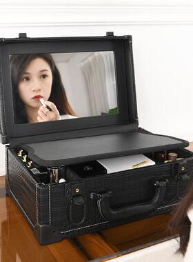 专业手提化妆箱带镜子大容量美甲美容美睫纹眉跟妆师专用纹绣工具