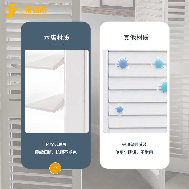 木质百叶窗shutters推拉折叠可调节书房卧室隔断实木PVC百叶门 - 图3