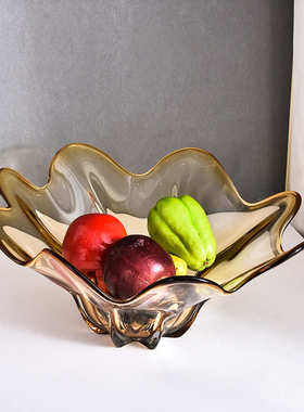 现代 批发欧式奢家居罐花瓶玻璃果厂家果盘厚重轻茶几装饰品装饰