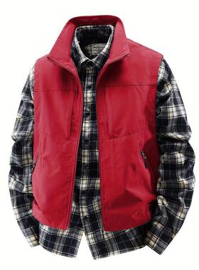 C 37919 Men's Solid Stand Collar Vest 立领马甲