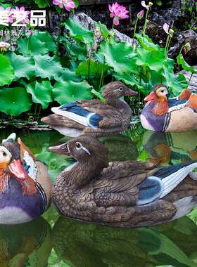 花园庭院酒店喷泉水池水景装饰品树脂工艺品仿真浮水黑白天鹅摆件