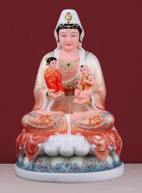 送子观音菩萨家用供奉求子送子双子观音菩萨神像汉白玉供奉摆件