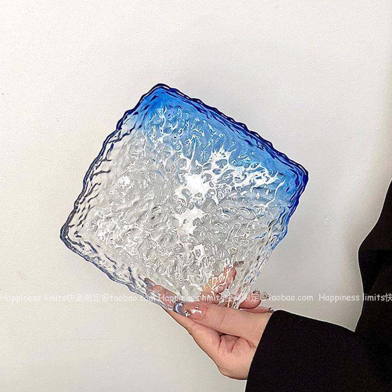 蓝色不规则冰川盘ins风家用精致高级感点心碟水果蛋糕甜品玻璃盘,淘宝优惠券,粉丝福利购,淘宝优惠卷