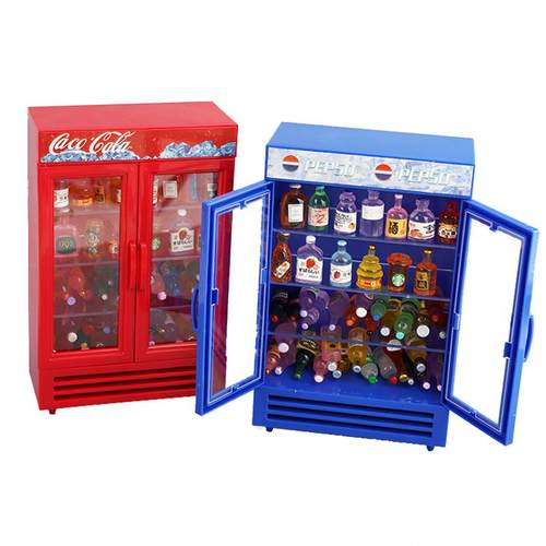 儿童仿真双开门大冰箱男女孩微缩迷你饮料酒瓶摆件厨房过家家玩具 - 图3