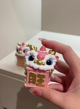 国潮醒狮摆件玄关客厅新中式新年招财红色喜庆麒麟装饰乔迁礼物