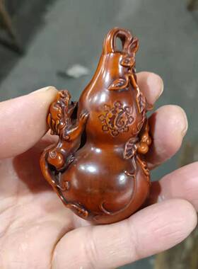 复古做旧收藏黄杨木貔貅葫芦小赏玩件新品收藏木质工艺品