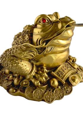 黄铜金蟾摆件三足金蝉元宝蟾蜍铜器工艺品开业礼品厂家