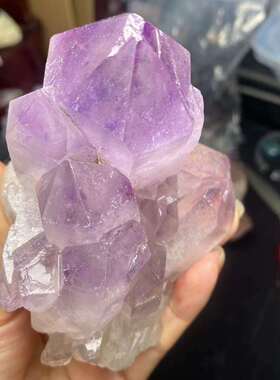 天然水晶紫水晶柱紫水晶原石摆件