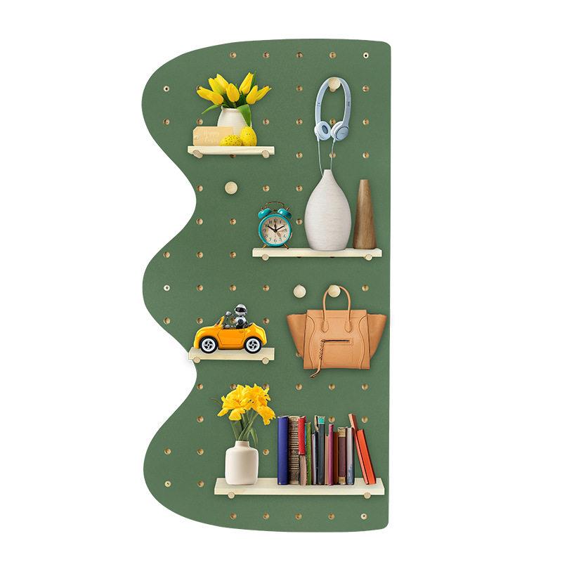 Hole board partition simple wooden board living room entrance wall hanging partition storage rack background wall simple display storage wall