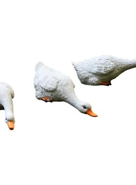 工艺品装饰庭院摆件微盆栽景观小白鱼缸水景动物鸭子造景假山花园