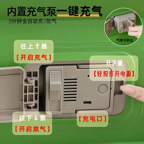 自动户外充气床家用气垫床双人打地铺单人露营折叠加高加厚便携式 - 图0