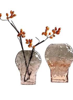 异形几何渐变玻璃花瓶客厅卧室桌面摆放插彩色花瓶花器家居装饰品