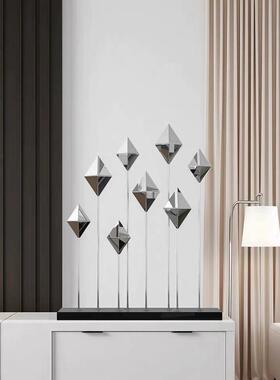 现代轻奢不锈钢雕塑样板间客厅壁龛细长软装饰品酒店玄关桌面摆件