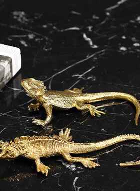 彷真铜蚂蚁蜥蜴动物桌面摆件装饰品家居样板客厅茶几陈列展示搭配