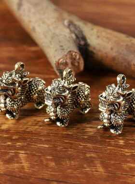 【538人】彷黄铜精雕麒麟神兽龙之子实心富贵招财纳福汽车钥