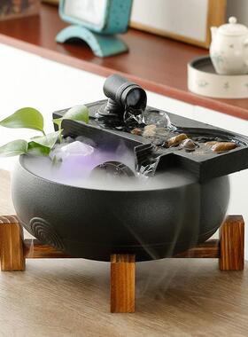 流水招财生财摆件家居创意喷泉风水轮时来运转珠桌面乔迁开业礼品