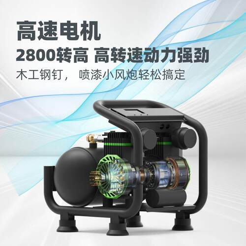出口空压机无油静音智能调压钉枪王木工220v家用喷漆装修小型气泵 - 图0