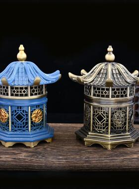 复仿古香炉镂空亭子炉古熏香炉家居客厅办铜香香F333-334炉装饰公