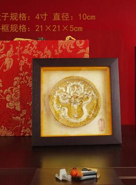 龙凤金盘结婚礼品送朋友闺蜜新婚结婚礼物厦门漆线雕摆件中国特色