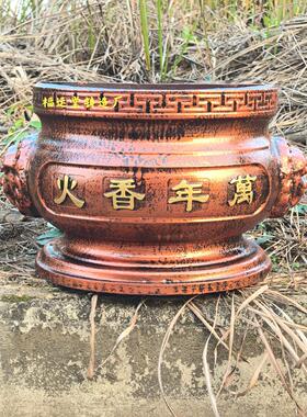 铸铁大香炉生铁铸造特大号寺庙道观插香供奉祠堂社庙烧纸祭祀圆形