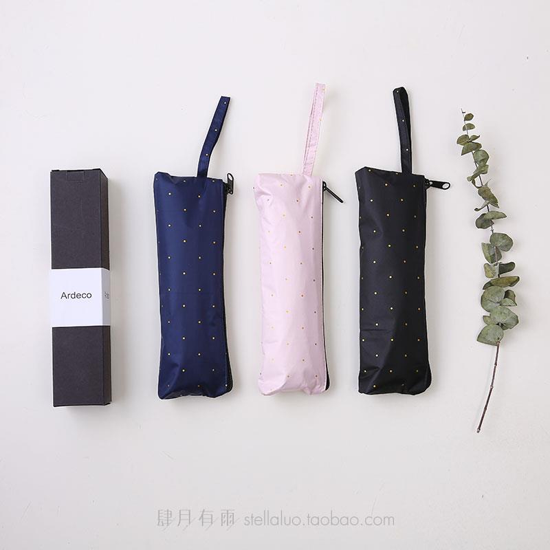 高档1防3克超轻羽毛伞金点黑胶素色波太阳遮阳晒降0温紫外线UV晴 - 图2