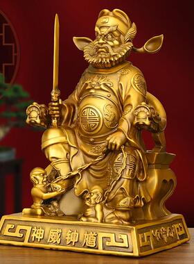全铜钟馗摆件纯铜魁星点斗钟 钟馗天师铜像家居装饰天师伏魔