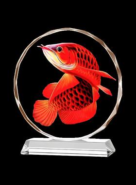 转头金龙鱼（竖)水晶摆饰新年送礼年年有鱼家居摆饰办公室桌面