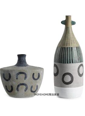 莫兰迪色北欧陶瓷花家居样板房插花器民宿餐桌软装陶饰品摆件