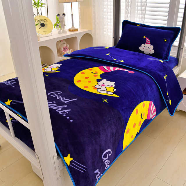 Flannel student dormitory bed three-piece set of high school student dormitory milk velvet sheets and quilt cover thickened coral velvet 3