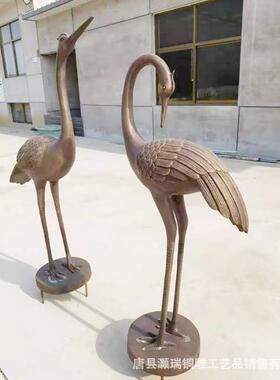 室内鹤登龟铜雕摆件金黄色仿古龟鹤延年铸铜雕塑2米2.2米纯铜鹤