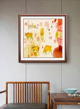 五牛图玄关装画中式客厅卧室饰餐HX-095厅办公室挂画招过道走廊新