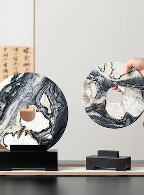 龛高视档轻奢天然大理石同心间圆玉扣装饰品样板房书房电RZB-2640