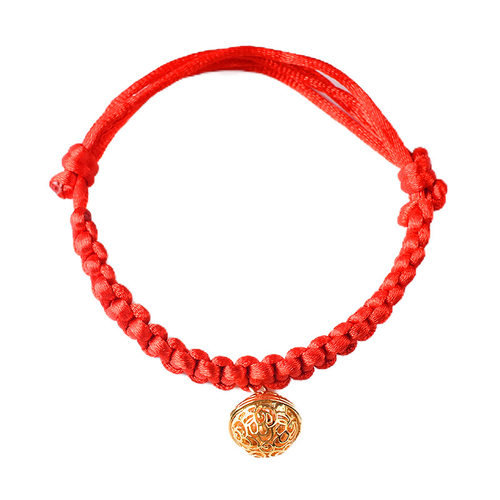 猫饰品宠物项圈狗项链猫项圈可调节手工编织红绳猫围脖招财铃铛 - 图1