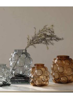 简约创意泡泡大肚子玻璃花瓶酒店样板间客厅软装工艺品装饰摆件