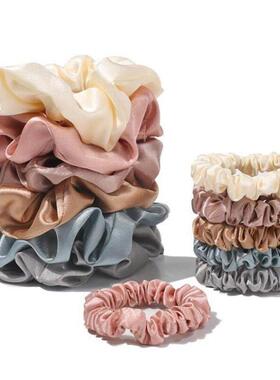 6pcs/lot Fashion Women Girls Silky Satin Hair Scrunchies Sol