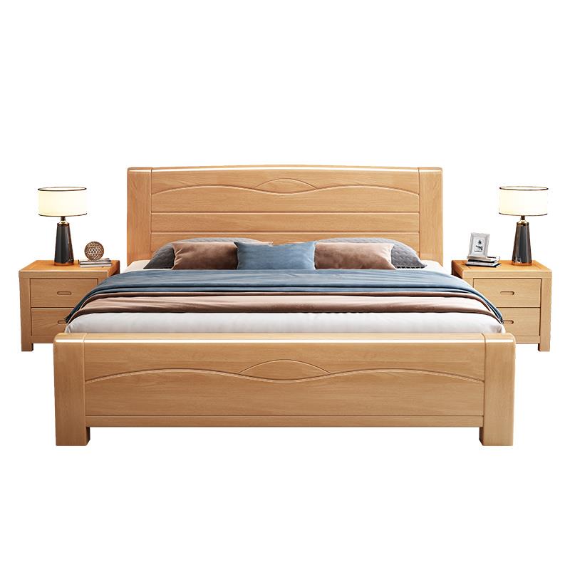 加厚榉木实木床工厂直销1.8米双人床1.5米主卧原木大床1.2m儿童床 - 图3