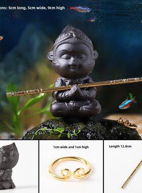 中国风西游鱼缸景观装饰悟空摆件下沉潜水微景观乌龟攀爬平台避洞