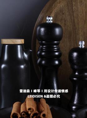 新中式样板房间厨房摆件组合花艺研磨器储物罐饰品展厅陈设软装