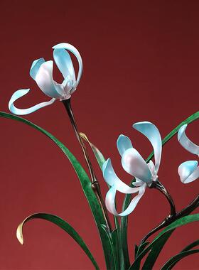 高端全铜梅花摆件大漆花瓶客厅边几入户玄关桌面装饰开 业乔迁礼